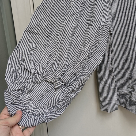 Banana Republic XS Balloon Puff Sleeve Striped Casual Blouse - Picture 10 of 10